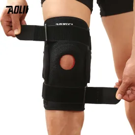 1PC Hiking Cycling Knee Support Protector With Removeble Aluminum Plate 4 Straps For Mountaineering Knee Joint Brace