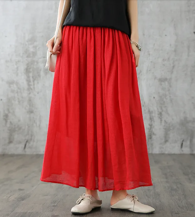 Casual Cotton Linen loose fitting Women's Skirts DZA200841