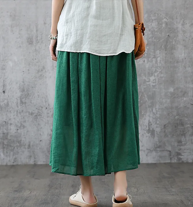 Casual Cotton Linen loose fitting Women's Skirts DZA200841