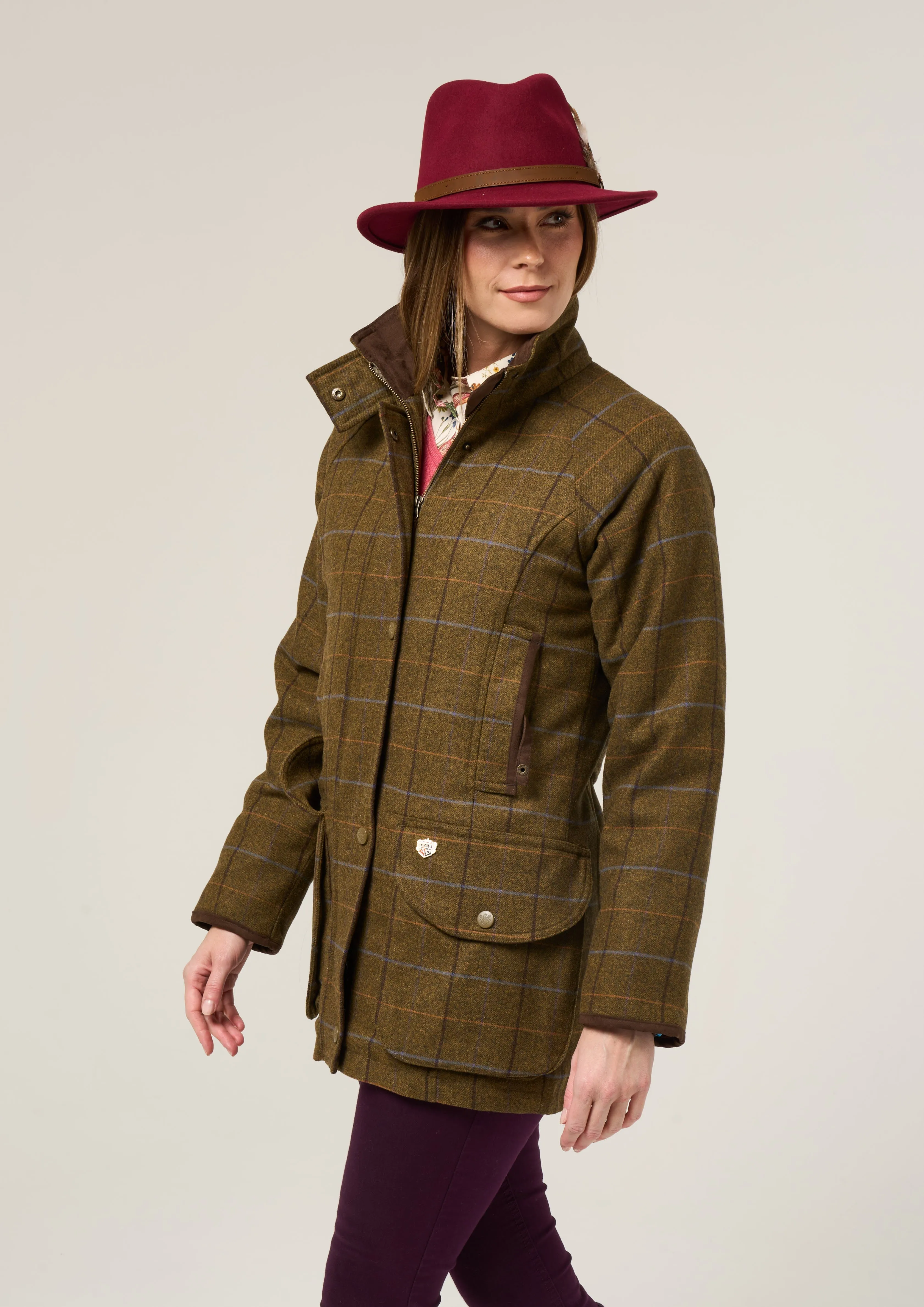 Combrook Ladies Tweed Shooting Coat In Hazel - Shooting Fit