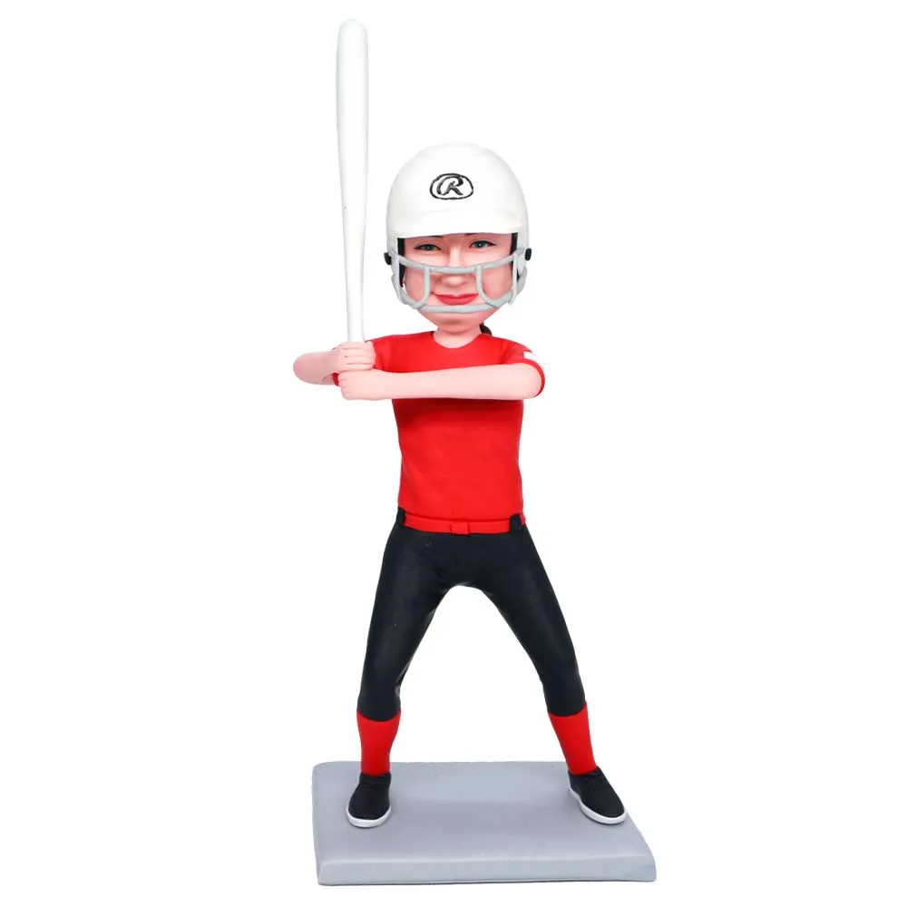 Female Baseball Player In Professional Baseball Uniform Custom Figure Bobbleheads