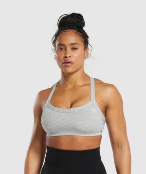 Gymshark Cotton Lifting Sports Bra - Light Grey Core Marl