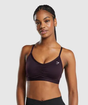 Gymshark Ruched Sports Bra - Plum Brown