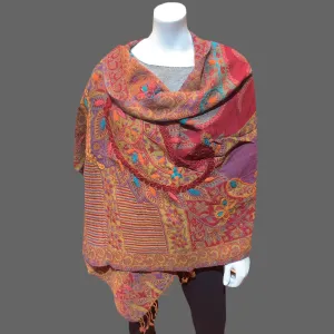 Handmade Embroidered wool warm scarf