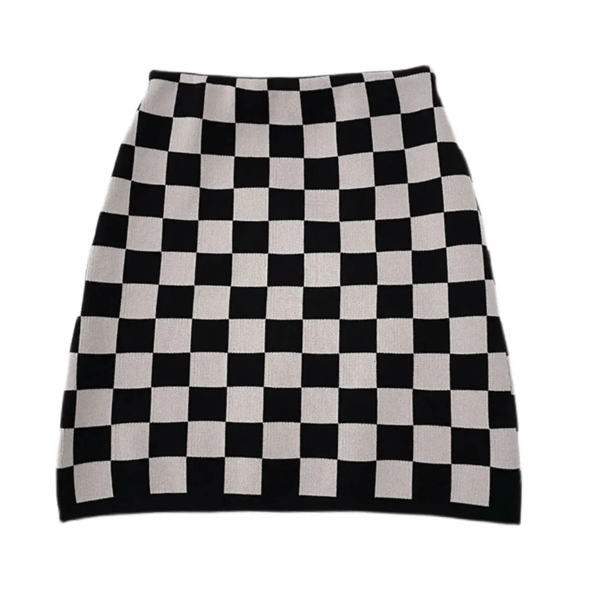 Pre Order:  Checkerboard Plaid Knitted Mini Skirt