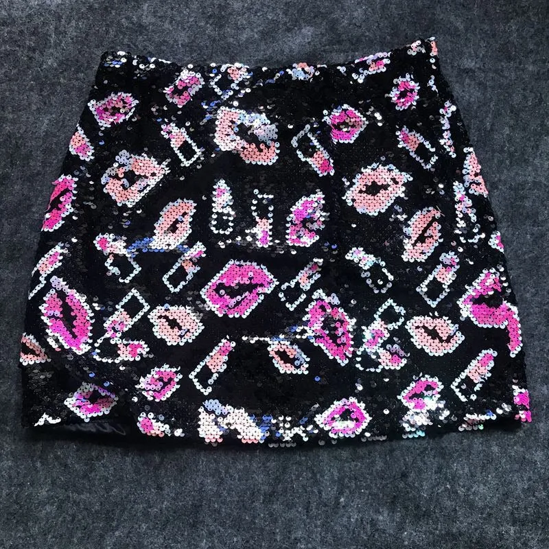 Pre Order:  Elastic High Waisted Sequin Wrapped Hip Skirt