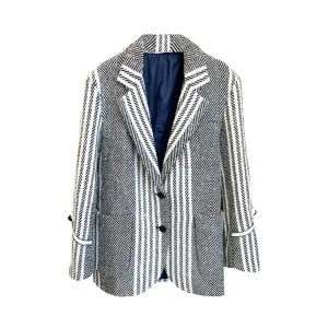 Pre Order:  Zigzag Stripes Notched Collar Blazer