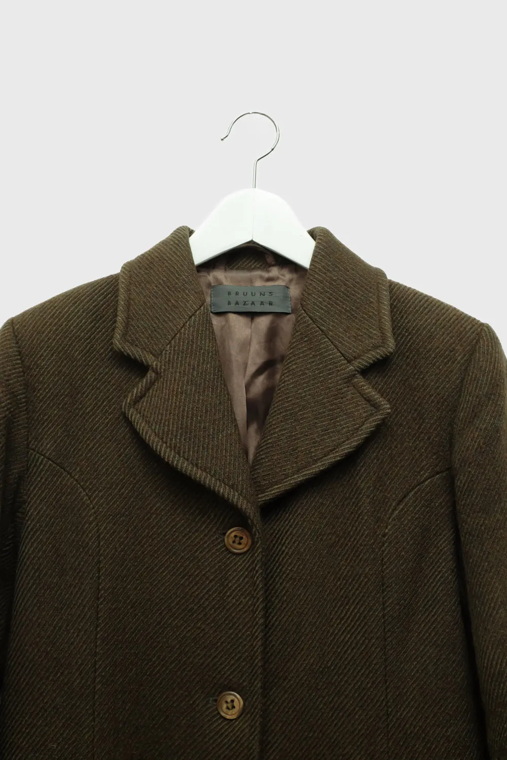 PURE WOOL VINTAGE GREEN BROWN COAT