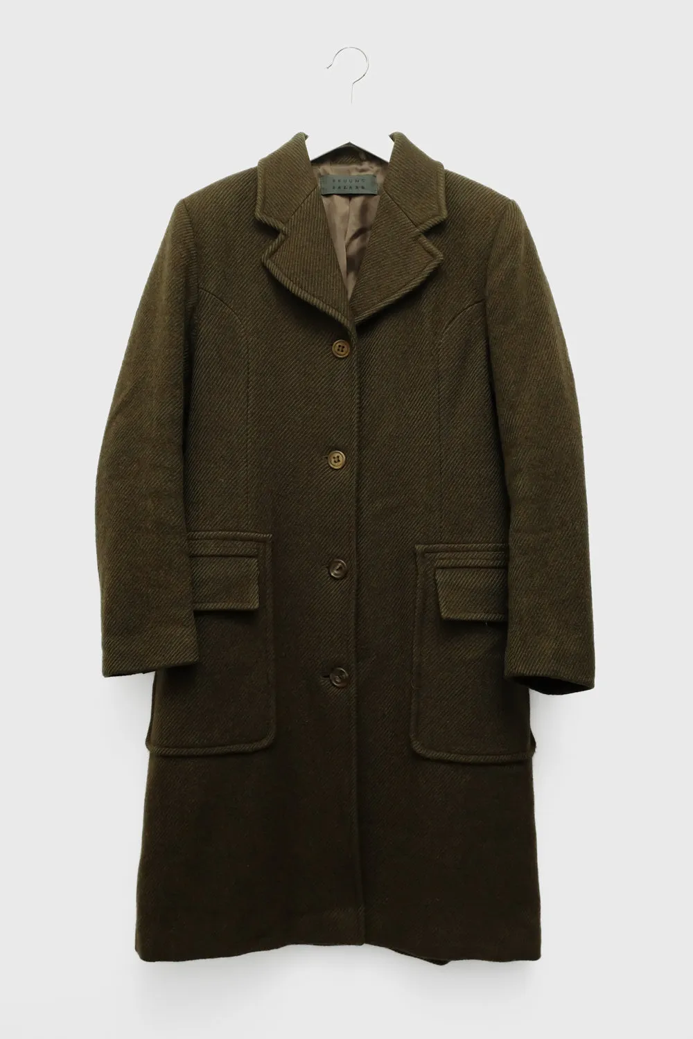 PURE WOOL VINTAGE GREEN BROWN COAT