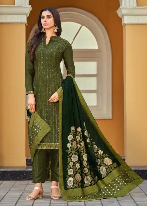 Swarovski Embroidered Charismatic Green Pant Salwar Suit